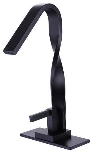 Deck Mounted Single Hole Bathroom Sink Faucet, Matte Black