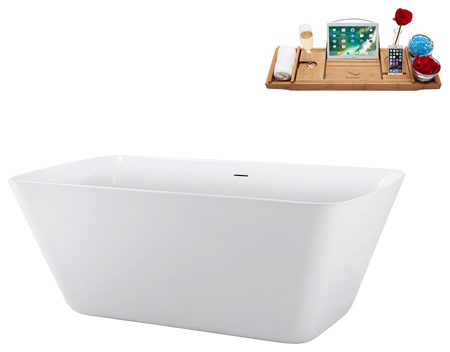 59" Streamline N3700ORB Soaking Freestanding Tub and Tray With Internal Drain