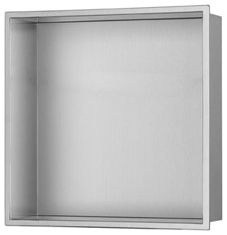 12in x 12in Ultra-thin Frame Recessed Stainless Steel Shower Niche, Stainless Steel Brushed