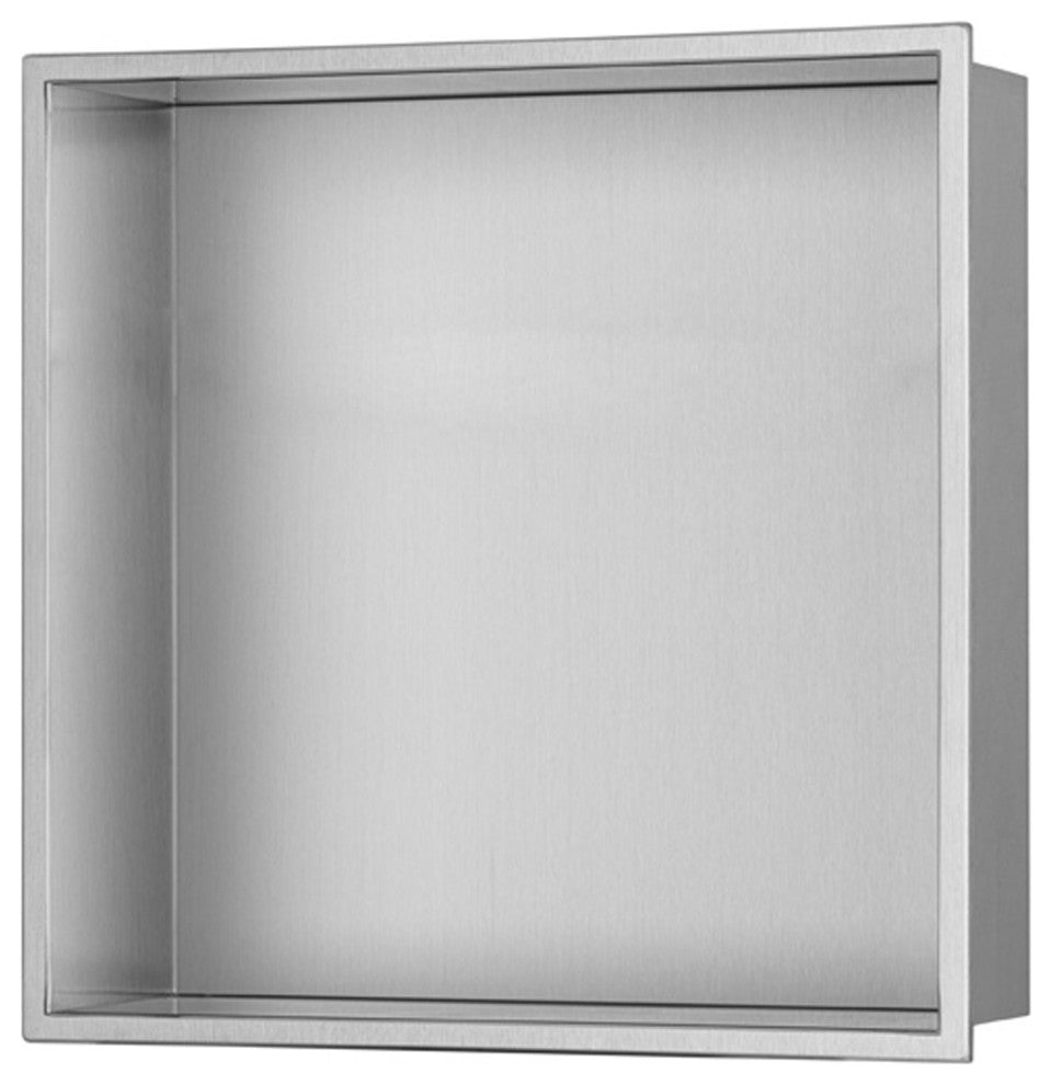 12in x 12in Ultra-thin Frame Recessed Stainless Steel Shower Niche, Stainless Steel Brushed