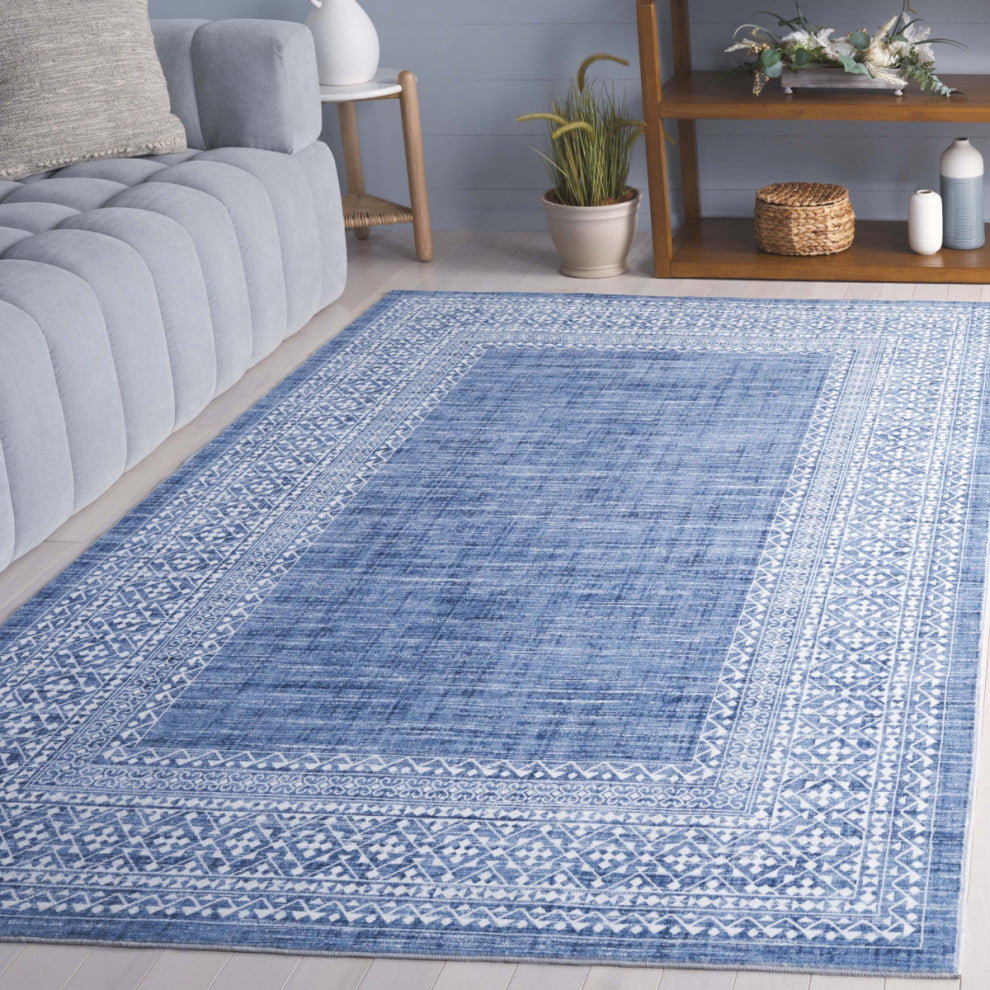 Safavieh Arizona Machine-Washable Collection ARZ303 Rug, Blue/Ivory, 6'x9'