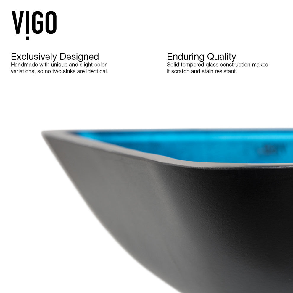 Donatello 18"L x 13"W Glass Vessel Sink and Niko 11"H Faucet Set