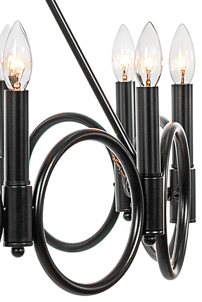 12 Light Wagon Wheel Candle Style Chandelier, Classic Black
