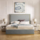 Inspired Home Marceline Bed Upholstered, Gray Velvet Queen