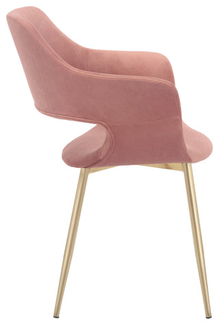 Gigi Pink Velvet Dining Room Chair with Gold Metal Legs - Set of 2