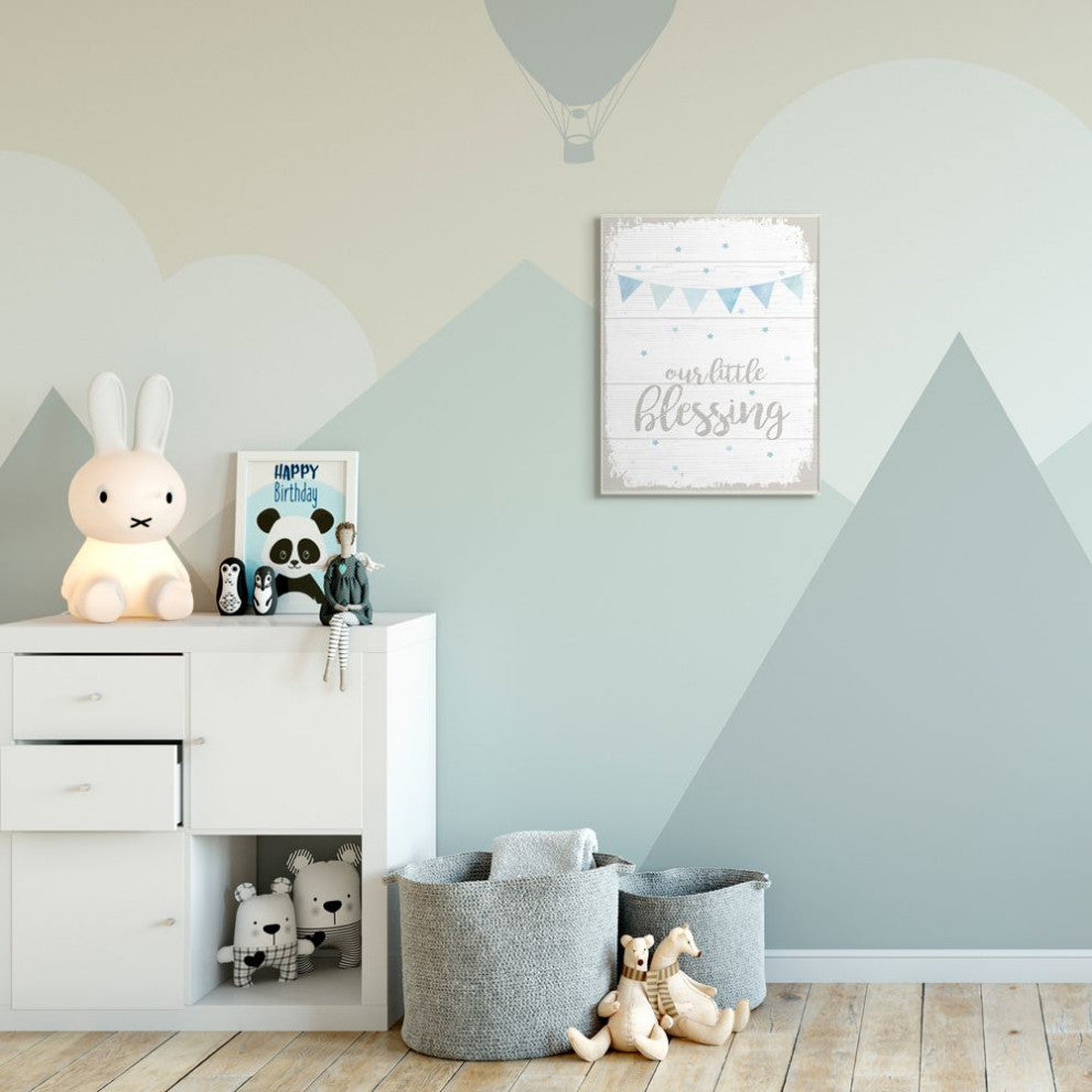 The Kids Room by Stupell Our Little Blessing Blue Kids Word Design, 13 x 19