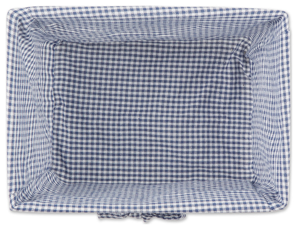 Medium Antique White Chicken Wire Blue & White Check Liner Basket (Set of 2)