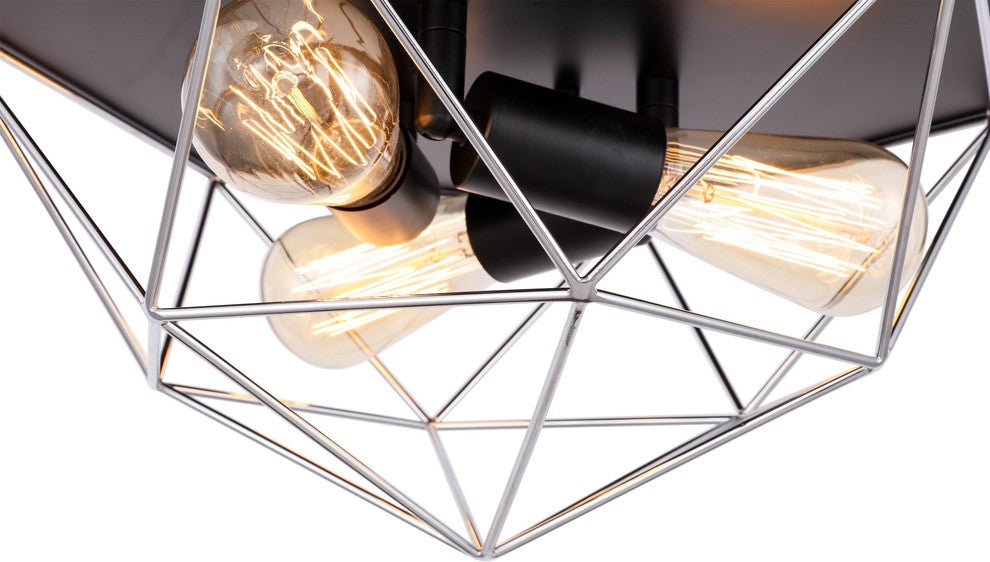 Woodbridge Lighting Lanning Flush Mount, Chrome/Black