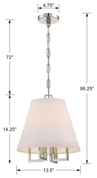 Crystorama Lighting Group 2254 Westwood 4 Light 14"W Pendant - Vibrant Gold