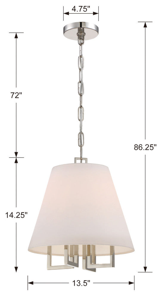 Crystorama Lighting Group 2254 Westwood 4 Light 14"W Pendant - Vibrant Gold