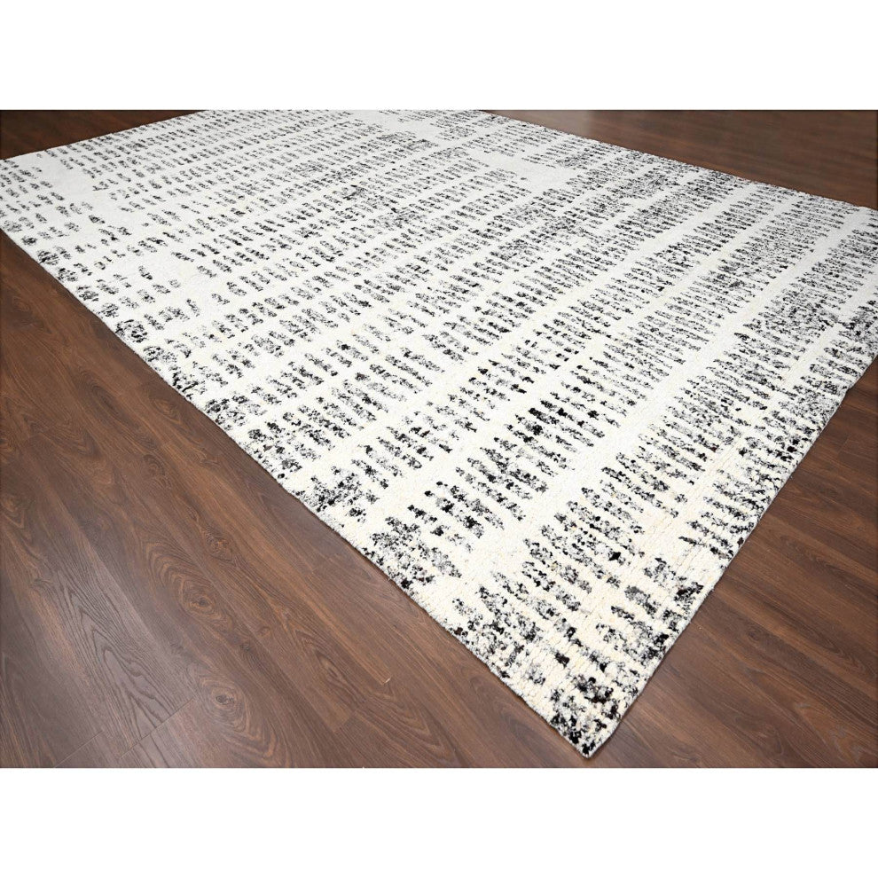 White Heat Modern Design Wool Hand Knotted Oversized Oriental Rug 12'1"x17'9"