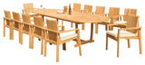 13-Piece Outdoor Teak Dining Set: 117" Masc Oval Table, 12 Clip Stacking Chairs