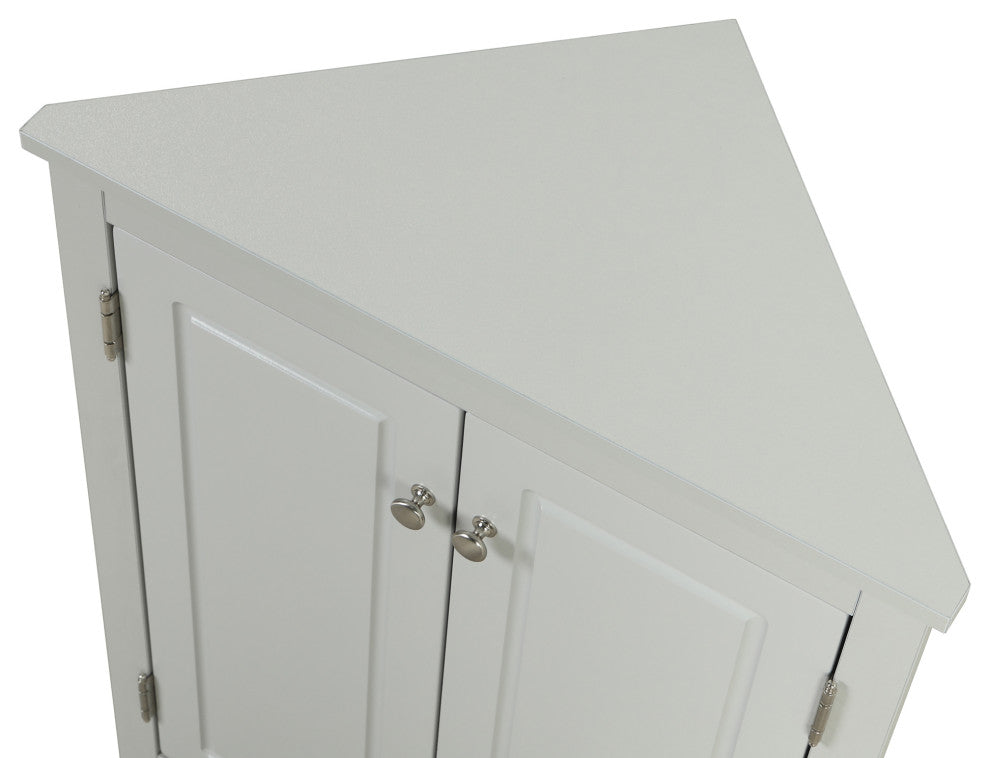 32" Wood 2-door Bathroom Corner Cabinet with Adjustable Shelves, Grey