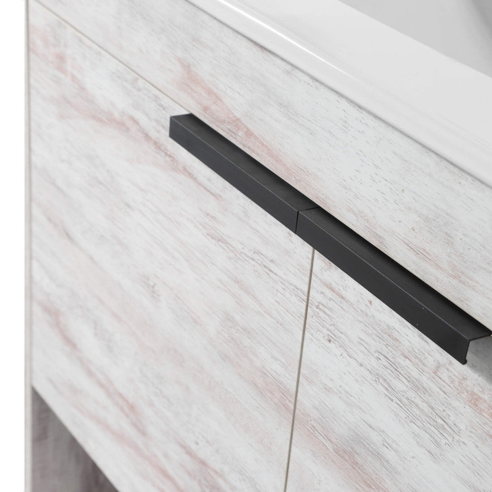 Phoenix Bath Vanity With Ceramic Sink - Full Assembly Required, Rustic White, 30 Inch