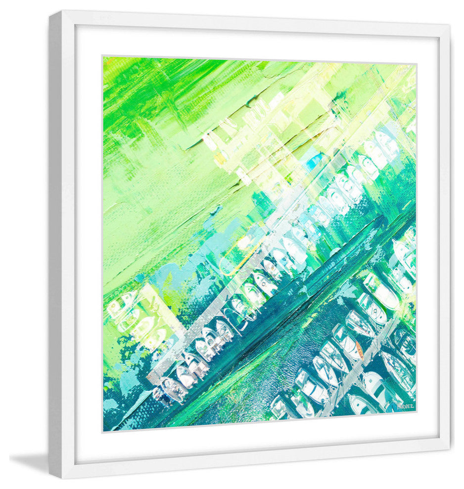 "Green Haze" Framed Painting Print, 32"x32"