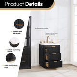 Vinnova Cadiz Bath Vanity, Composite Stone Top, Black, 24", No Mirror