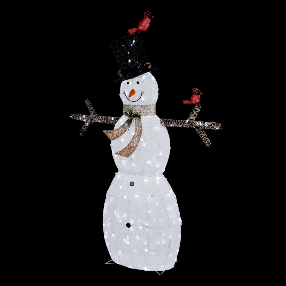 7.5 Feet Tall White Mesh Snowman with LED Lights