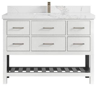 Parker 48 Single Sink Bath Vanity in White 2" Calacatta Nuvo