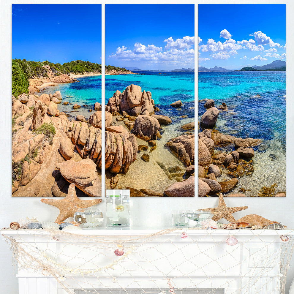 "Coastline Panorama" and Shore Photo Canvas Print, 3 Panels, 36"x28"