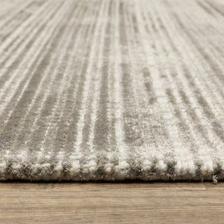 Cayden Textural Stripe Wool Blend Grey/ Ivory Hand-tufted Rug 8' x 10'