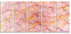 Mystic Pink Fractal Veins, Abstract Canvas Art Print, 60"x28", 5 Panels