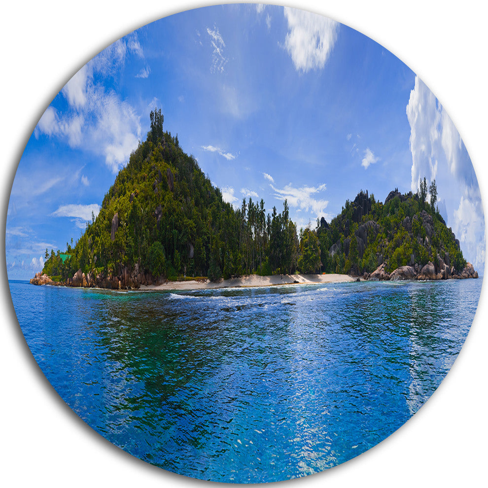 Tropical Island At Seychelles Panorama, Seascape Disc Artwork, 23"