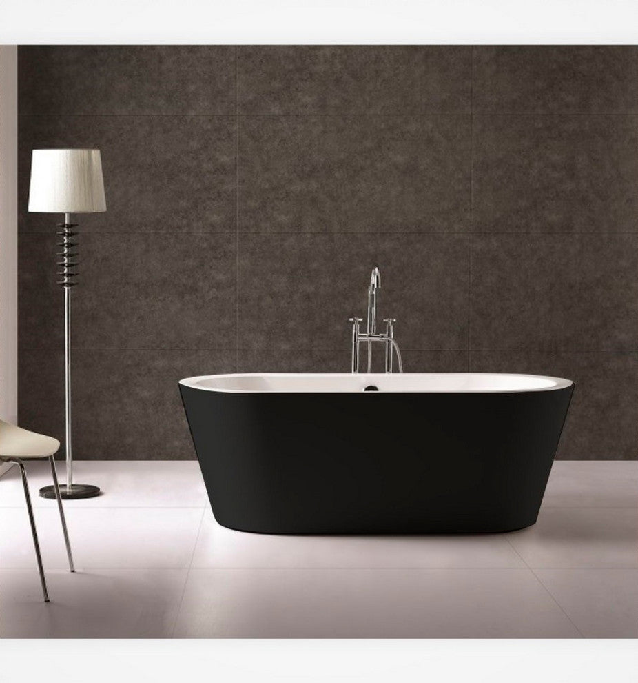 Kube Ovale 59'' White Free Standing Bathtub, Black