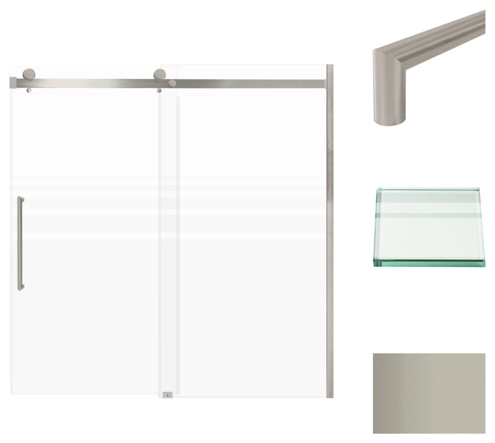 Madeline 60"x60" Frameless Shower Door with Fixed Panel in Brushed Stainless
