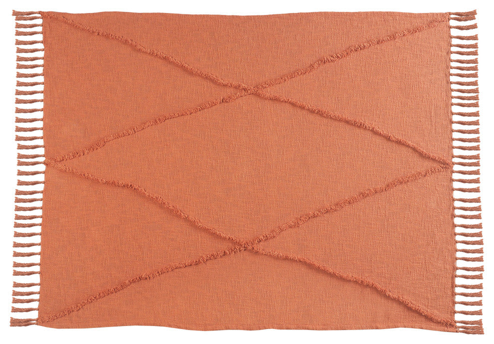 Bohemian Basics Decorative Diamond Tufted Cotton Throw Blanket, Clay