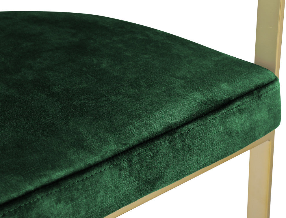 Marcello Upholstered Counter Stool, Green, Velvet, Brushed Brass