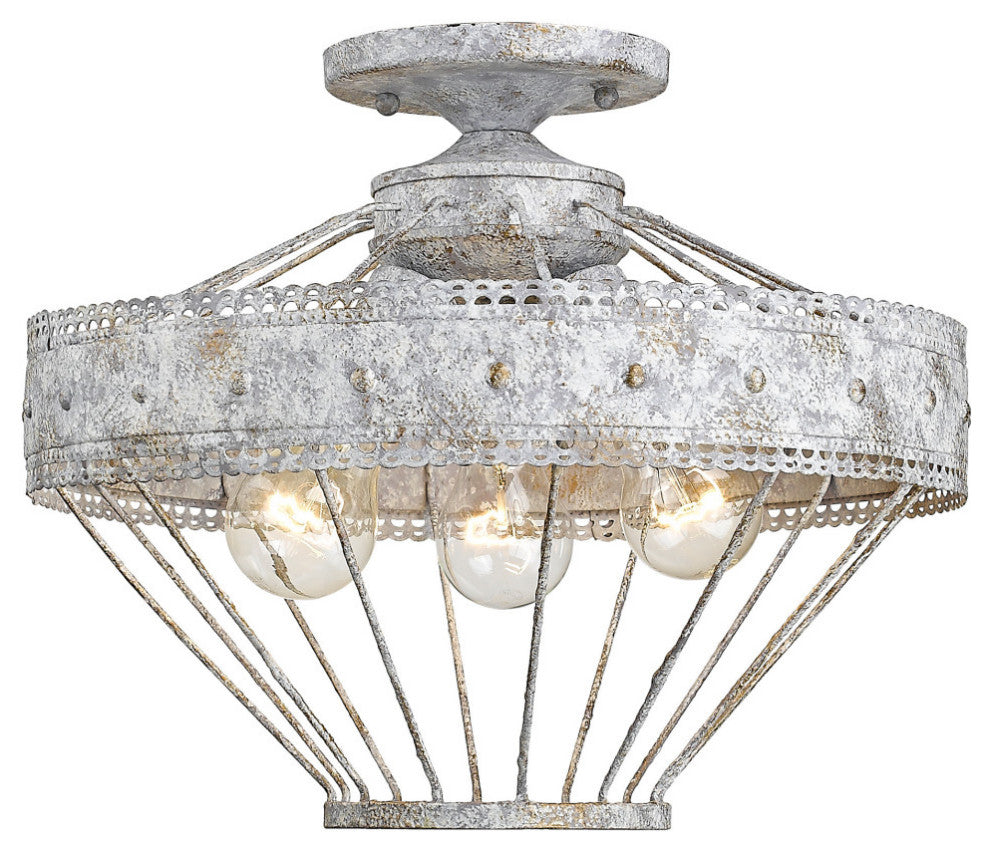 Golden Lighting 7856-SF Ferris 3 Light 15"W Semi-Flush Ceiling - Oyster