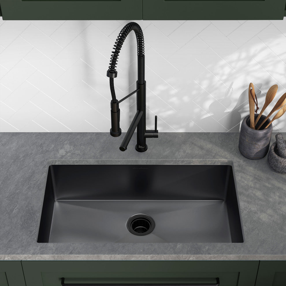 Rivage 30"x18" Stainless Steel, Single Basin, Undermount Kitchen Sink, Black