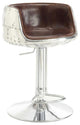 Top Grain Leather Adjustable Arm Stool with Swivel, Vintage Brown