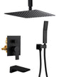 Wellfor Shower System, Ceiling Rain Shower Head With Handheld Combo Set