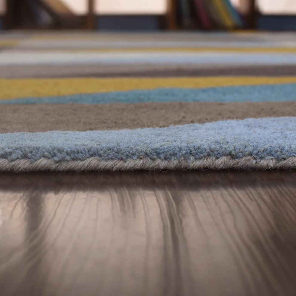 HAND TUFTED WOOL ECO-FRIENDLY AREA RUGS, Multicolor Color, Geometric Design