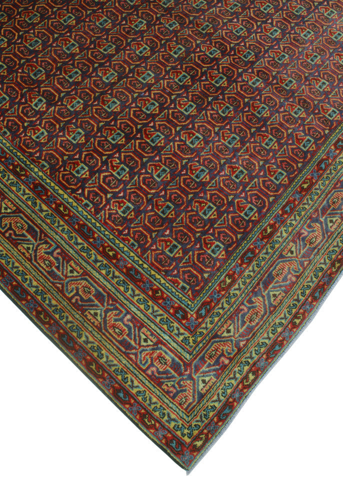 Fine Vintage Distressed Ghulam Blue/Red Rug, 7'0x10'2