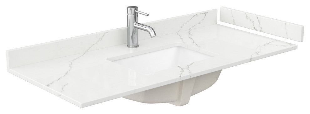 Marlena 48" Dark Blue Single Vanity, Quartz Top, 1-Hole, Nickel Trim
