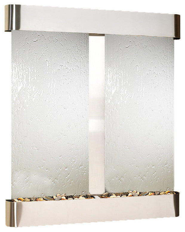 Cottonwood Falls Water Fountain, Silver Mirror, Stainless Steel, Round