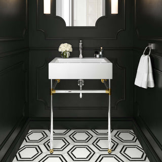 Redeem 24" Silver Stainless Steel Wall-Mount Bathroom Vanity, Silver White