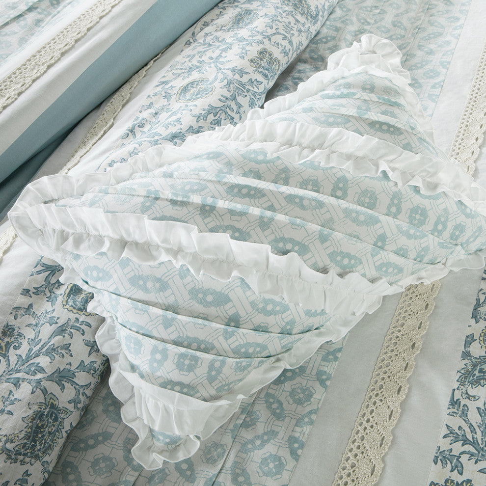 Madison Park Dawn 9 Piece Cotton Percale Comforter Set, Blue
