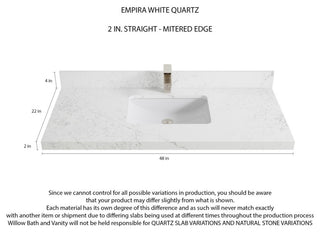 Cambridge 48 Single Sink Bath Vanity in Pewter Green 2" Empira Quartz