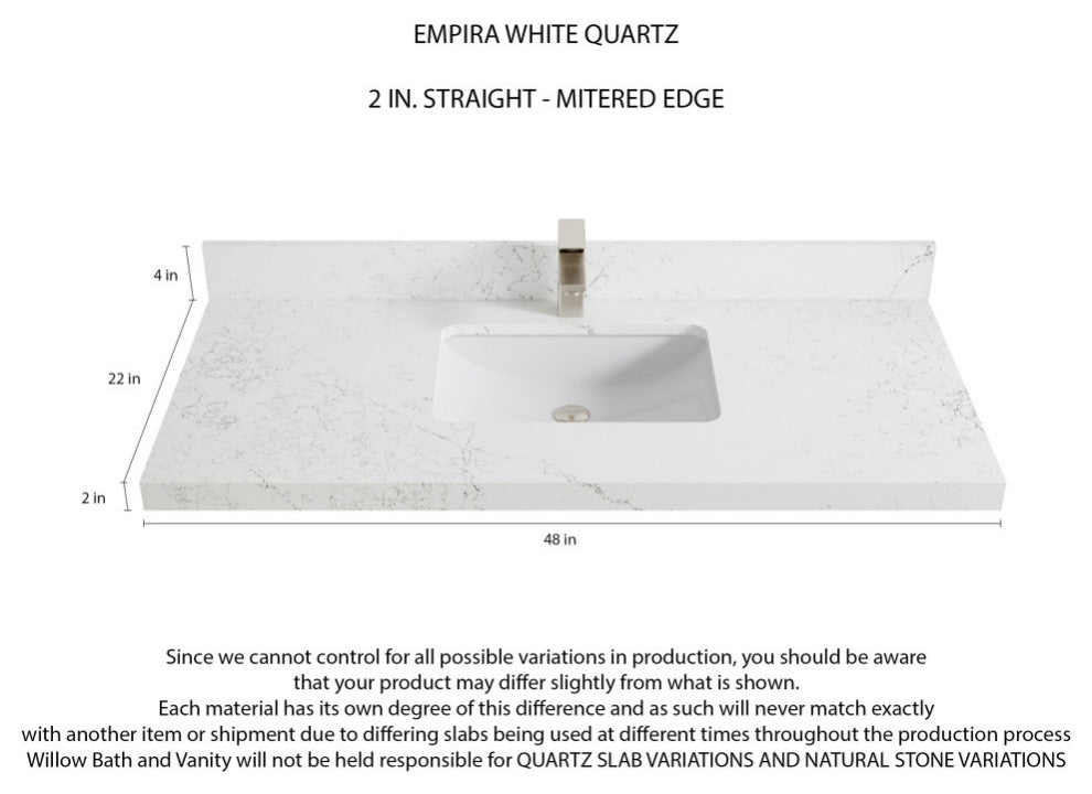Cambridge 48 Single Sink Bath Vanity in Pewter Green 2" Empira Quartz