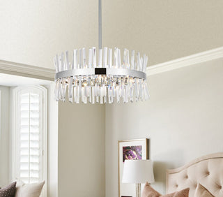 Elegant Lighting 6200D25 Serephina 14 Light 25"W Crystal Drum - Black