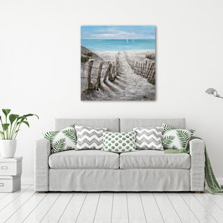 "Summer by the Beach" Hand Painted Canvas Art, 40"x40"
