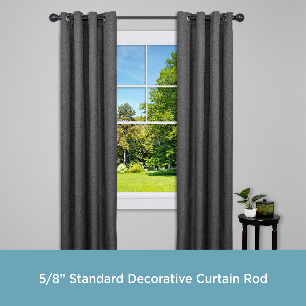 KenneyÂ® Mae 5/8" Standard Decorative Window Curtain Rod, Black, 48-86