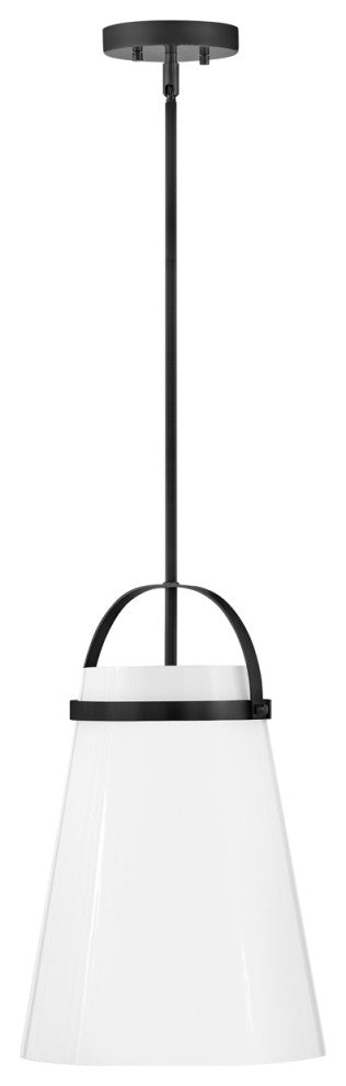 Lark Tori 19" Single Pendant, Black + Cased Opal Glass