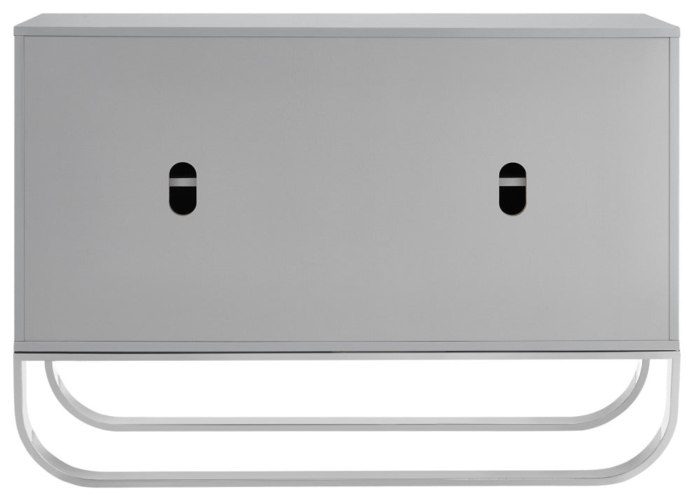 Nicole Miller Jacelynn Sideboard, Grey/Chrome, 2-Door
