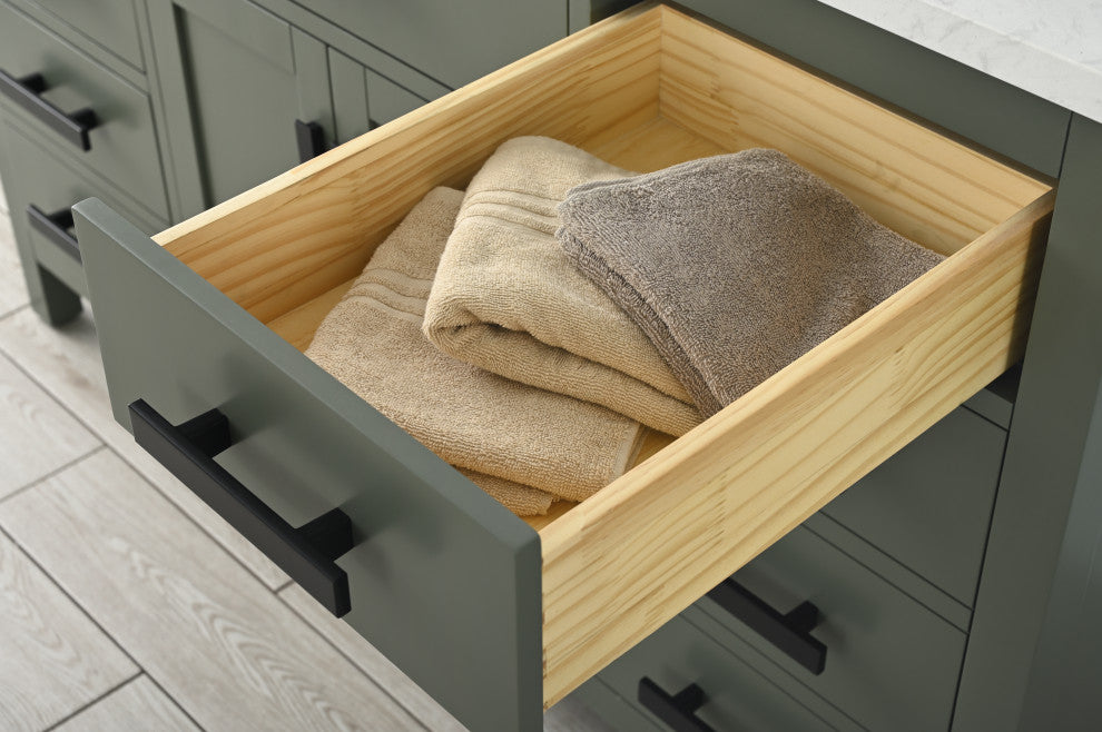 Valentino 54 in. Single Sink Bath Vanity in Verdant Green with White Quartz Top