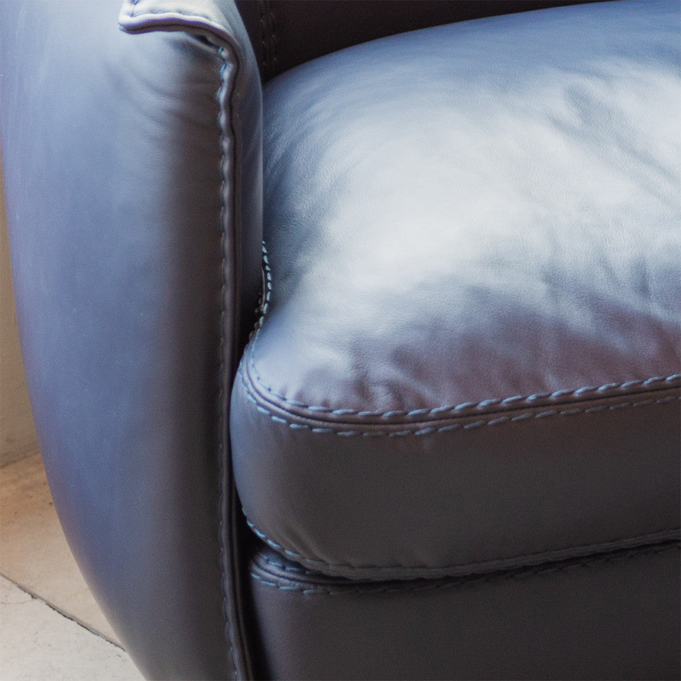 Nativa Interiors Verona Geniune Leather Chair, Blue Navy