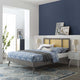 Platform Bed Frame, King Size, Wood, Gray, Modern Mid-Century, Bedroom
